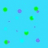 Pixelated icon with cyan background divided into four quadrants containing text and floating dots.