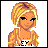 A 48x48 pixel animated contact sheet showing two frames: a cartoon character with blonde hair and blue eyes on the left, and text reading "JUST LOVE IT" in black letters over red concentric circles on the right.