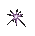 Six pixelated starburst icons with purple and black rays on a gray background, each showing distinct ray configurations.