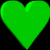 Animated green heart shapes in various 3D poses and orientations against a black background.