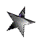 Four star-shaped icons arranged in a , each with metallic silver and black coloring against a light gray background