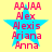 A yellow background with a blue star containing pink text listing names: AAJAA, Alex, Alexis, Ariana, Anna.