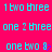 Pixelated cyan text on bright pink background displays 'one two three' variations with a heart symbol in the final frame.