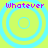 Four identical cyan concentric circles on a bright yellow background with purple 'Whatever' text above each circle.
