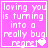 Pixelated pink square with white text reading "loving you is turning into a really bug regret" and small heart symbols changing position across frames.