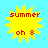 Four identical yellow sunburst icons with red text 'summer' and 'oh 8' on a light blue background, arranged in a