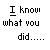 Pixelated character with white head and yellow body holds white ball, with text "I know what you did.... Last Summer And Last Night!" on gray background.