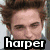 A static image with three distinct sections showing partial faces and text overlays reading 'harper', '&edward', and 'FOREVER' in bold white letters on black backgrounds.