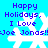 Pixelated blue background with white snowflakes and purple text reading "Happy Holidays, I Love Joe Jonas!!" repeated across the image.