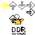 Pixelated character in yellow shirt with white hair and purple eyes, performing repeated arm movements against gray background with directional arrows.