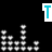 A black background displays white pixelated bar graphs with varying heights, accompanied by cyan and blue letters T, O, R, I.