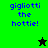 Pixelated text "gigliotti the hottie!" appears in blue on green and black backgrounds with a star symbol changing from black to green.