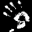 Pixelated white and light blue shapes on black background, including scattered fragments, a central spiral, and a larger swirling form with trailing tail.
