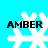 Four white snowflake icons with black text 'AMBER' on a cyan background, each showing distinct pixelated variations of the snowflake design.