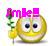 A pixelated yellow circular face with large eyes holds a pink rose, beneath bold magenta text reading "IML!" on a checkered background.