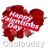 Animated Valentine's Day icon featuring red roses and a banner with changing text, displayed in a 3x2 contact sheet of six sequential frames.