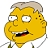 Pixelated yellow cartoon character with light brown hair, wide eyes, and a broad open mouth showing teeth and tongue, wearing a white shirt with green collar.