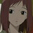 A 48x48 pixel buddy icon featuring a split composition with an anime-style character on the left and stylized text on the right against a black background.