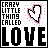 A 5x5 contact sheet of animated frames showing a pixelated icon with text "CRAZY LITTLE THING CALLED" above the word "LOVE", where the heart symbol and letter colors change across frames.