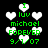 Green text and white hearts on black background with repeated 'I luv michael FOREVER 9/1/07' pattern.