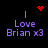 Pixelated icon with purple text 'Love Brian x3' and red pixel symbols on black background, showing animation changes in symbol positions.