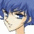 Pixelated anime-style character with blue hair and closed eyes on left, green text 'Original Icons .com' on right against dark background.
