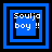 Four blue and black square frames with 'Soulja boy !!' text in white pixelated font, each frame showing different border configurations.