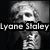 Black-and-white pixelated image of a person with text overlays including 'Lyone Shaley', 'R.I.P', and '1967-2002' on a dark background.