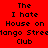 A static image divided into four quadrants with text reading "The I hate House on Mango Stredango Street Club" in pixelated font, each quadrant displaying different background colors.