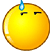 Yellow circular face with closed eyes and a single blue water droplet above it, transitioning through showing the droplet's position change