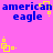 Pixelated blue text "american eagle" on bright pink background with yellow square animations, two identical static frames shown side-by-side.