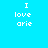Pixelated text "I love arie" on cyan background with pink rectangular overlays in different positions across four views.