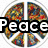 six distinct buddy icons featuring text and symbols: Peace, Love, Happiness, and MaDdY with a heart, plus abstract text and a smiley face