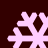Four light pink snowflake icons arranged in a on a dark brown background, each with distinct branching patterns