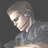 Pixelated grayscale image of a person with short hair wearing a dark shirt, head turned left, against a dark background.