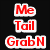 Red text reading Me Tail GrabN on black background with a pixelated character in red and gray clothing against wooden textures.