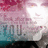 Pixelated image with pink and white floral elements above a teal and dark blue lower section, featuring indistinct vertical shapes.