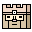 Four static pixel art frames of a geometric face with beige, black, and white shapes on a gray background, showing different facial expressions and head orientations.