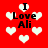 Red background with white heart shapes and black text reading "I Love Ali" in multiple positions.