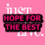 Pink background with white text 'just live.' and five colored text blocks displaying phrases like 'HOPE FOR THE BEST' in pink, 'PREPARE FOR THE WORST' in green, 'EXPECT NOTHING' in cyan, '& YOU'LL NEVER GET HURT' in orange.