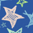 Blue background with light pink star, green star, and light blue crescent shapes; cyan text 'olysso' at bottom right.