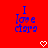 Red background with blue pixelated text reading "I love chris" and white heart symbols below each phrase.