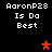 Pixelated text 'AaronP28 Is Do Best' appears above a star symbol on black background, with two distinct star colors visible across frames.