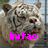 Pixelated image of a light brown animal with dark stripes, two identical versions side-by-side showing text changes.