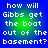 Four identical pixelated text on blue background with green gradient, each displaying 'how will Gibbs get the boat out of the basement?' in white block letters