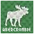 A pixelated moose stands on a green background with the text 'ABERCROMBIE' below it; in one frame, a white heart-shaped cursor appears to the right of the moose.