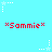 Pixelated light blue background with red text and white star animations. Three of "*Sammie*" text appear above three of animated stars