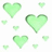 Pixelated green hearts float around blue text reading 'i love brent <33' on a white background.