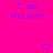 Bright pink background with purple pixelated text reading "I am McLovin" in two identical sections, each with a small purple heart below.