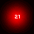 Four identical red circular icons with white '21' text centered on each, arranged in a against black background